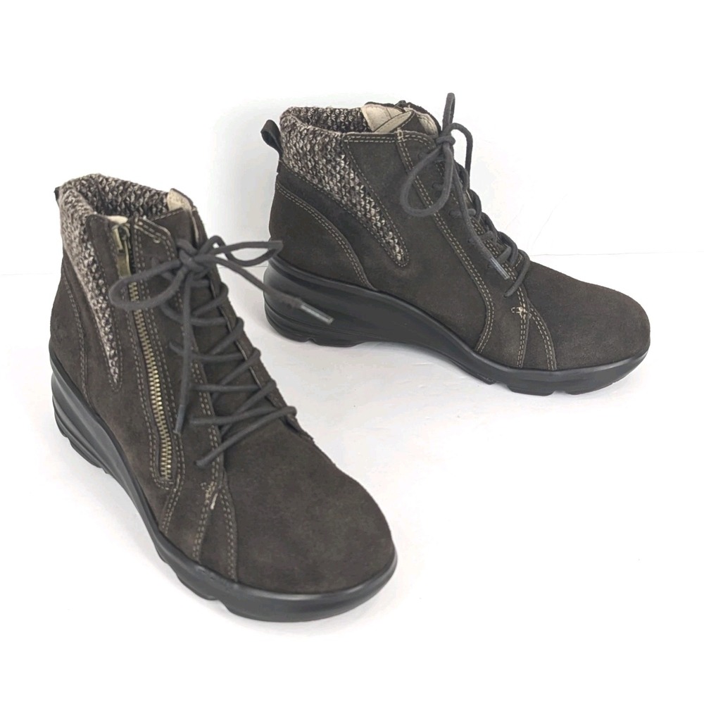 Jambu Stella‎ Boot Women 8.5 Wedge Water Resistant Memory Foam Leather Brown Zip